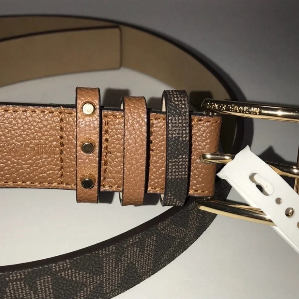 Michael Kors Belt Brown Signature MK Logo. Size Medium. NWT
